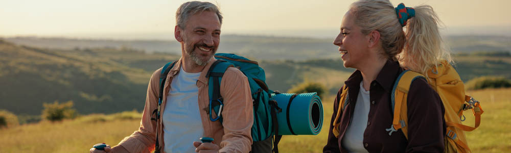 Middle aged couple out hiking Middle aged couple out hiking